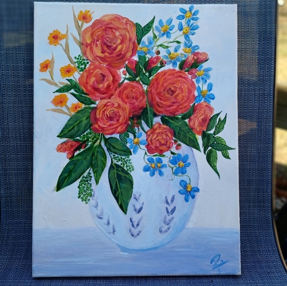 PRINT acid free quality Floral boquet in Blue & White vase. - Picture 4 of 7